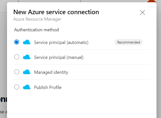 Azure devops service connections authentication method